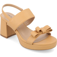 Brookan Womens Faux Leather Round Toe Block Heel 8 Medium Tan