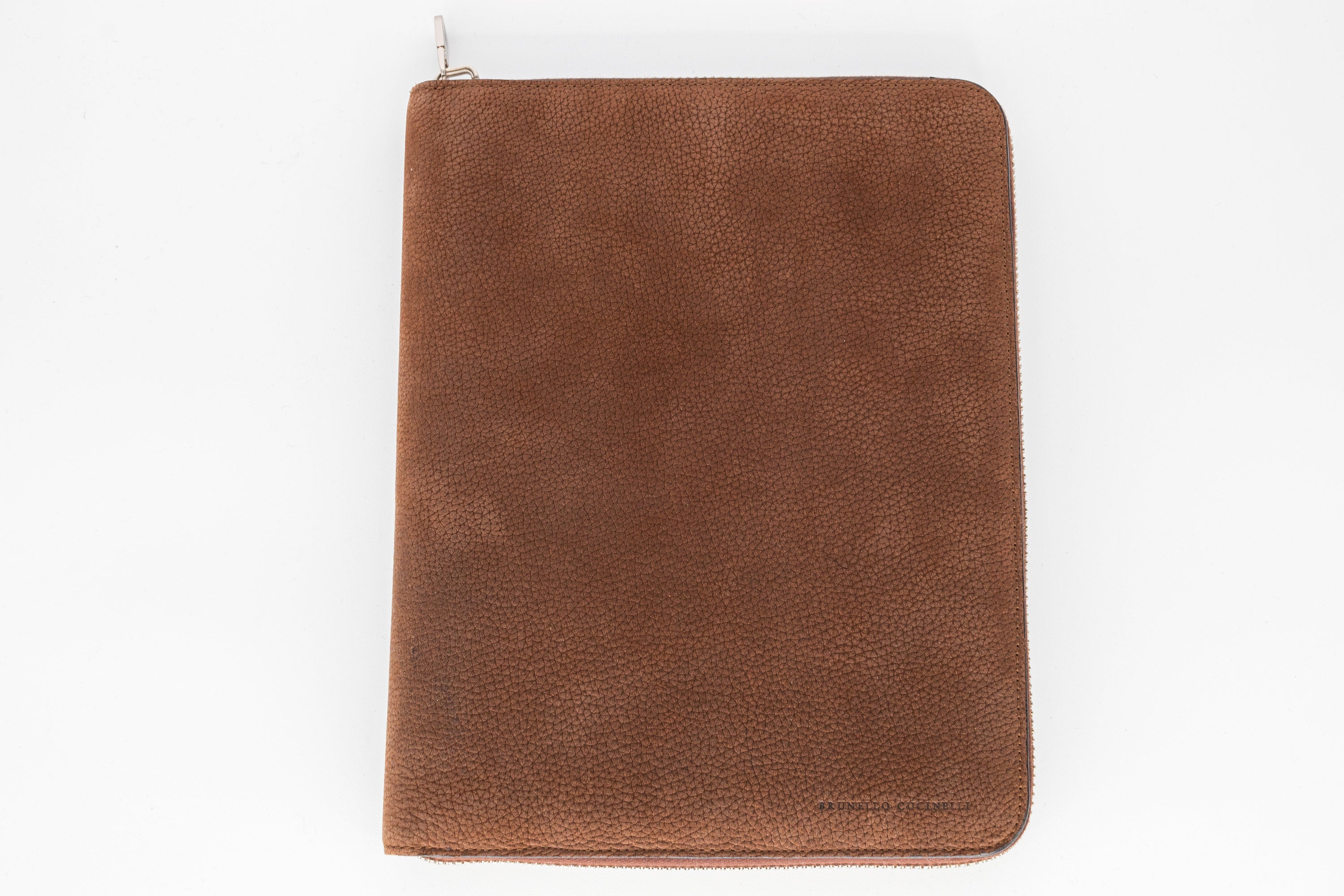 Brunello Cucinelli Pebbled Leather Zip-Around Organizer Brown
