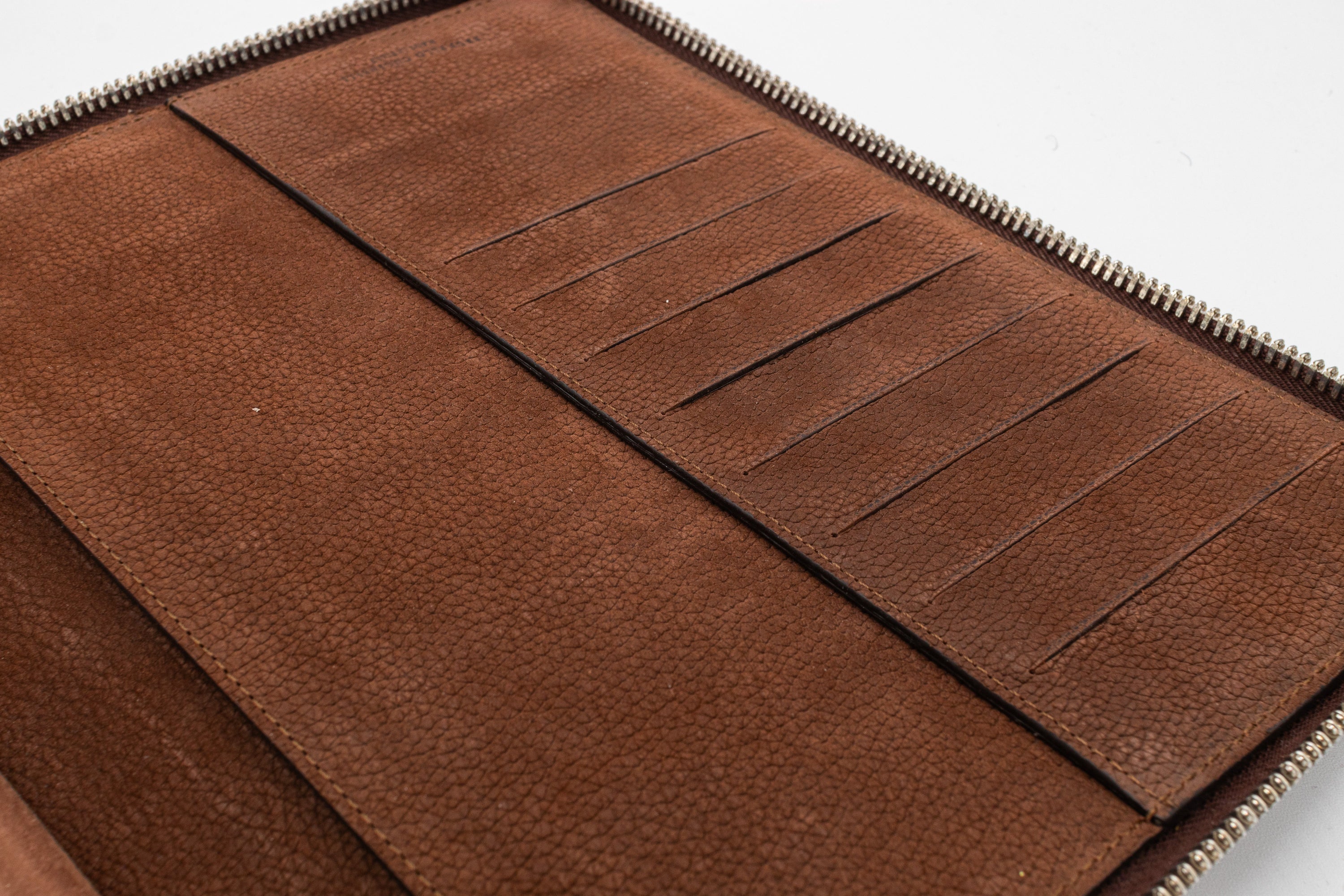 Brunello Cucinelli Pebbled Leather Zip-Around Organizer Brown