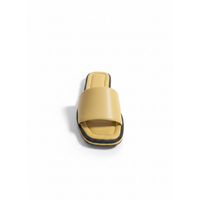 Brunello Cucinelli Leather Monili Trim Slide Sandals in Yellow
