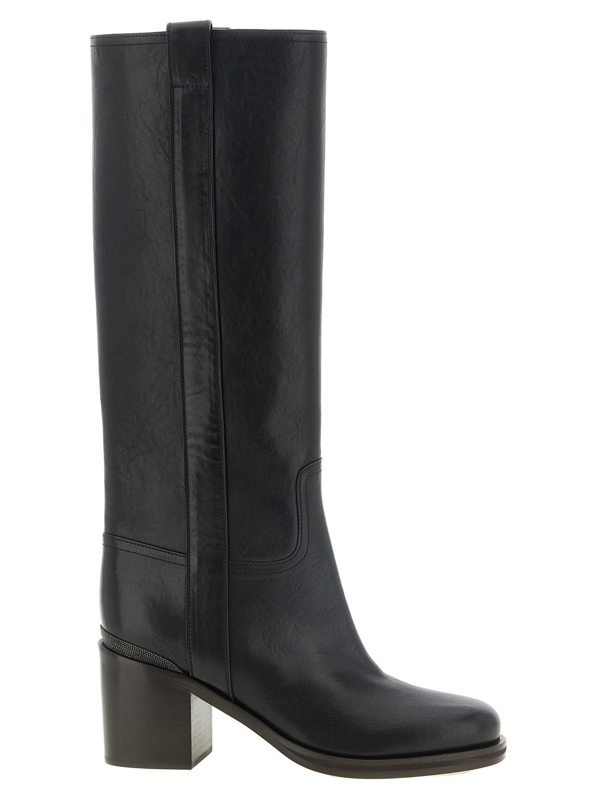 Brunello Cucinelli Women Black Riding Leather Boots