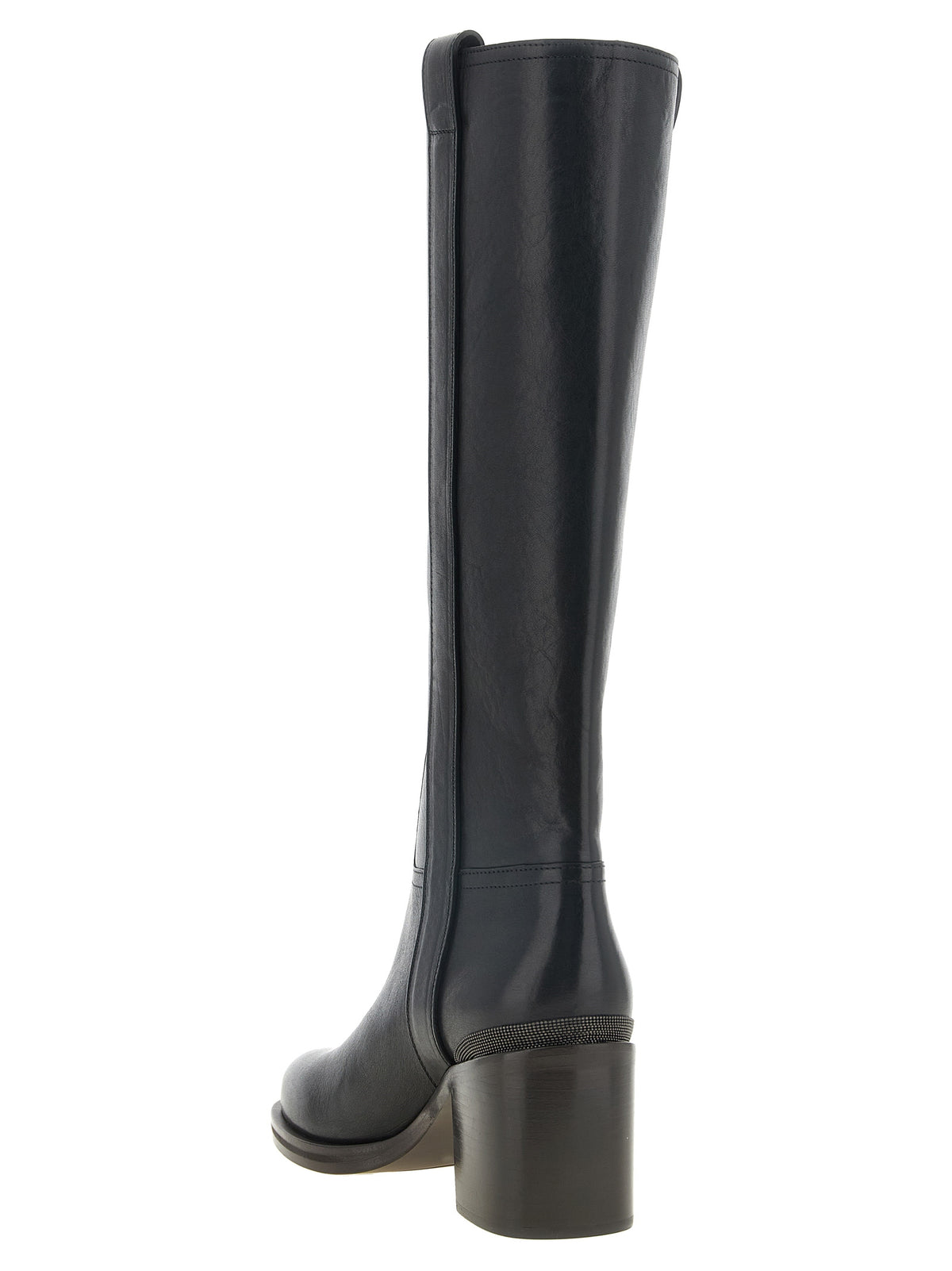 Brunello Cucinelli Women Black Riding Leather Boots
