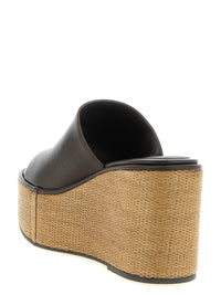 BRUNELLO CUCINELLI Brunello Cucinelli Women Leather And Raffia Wedges