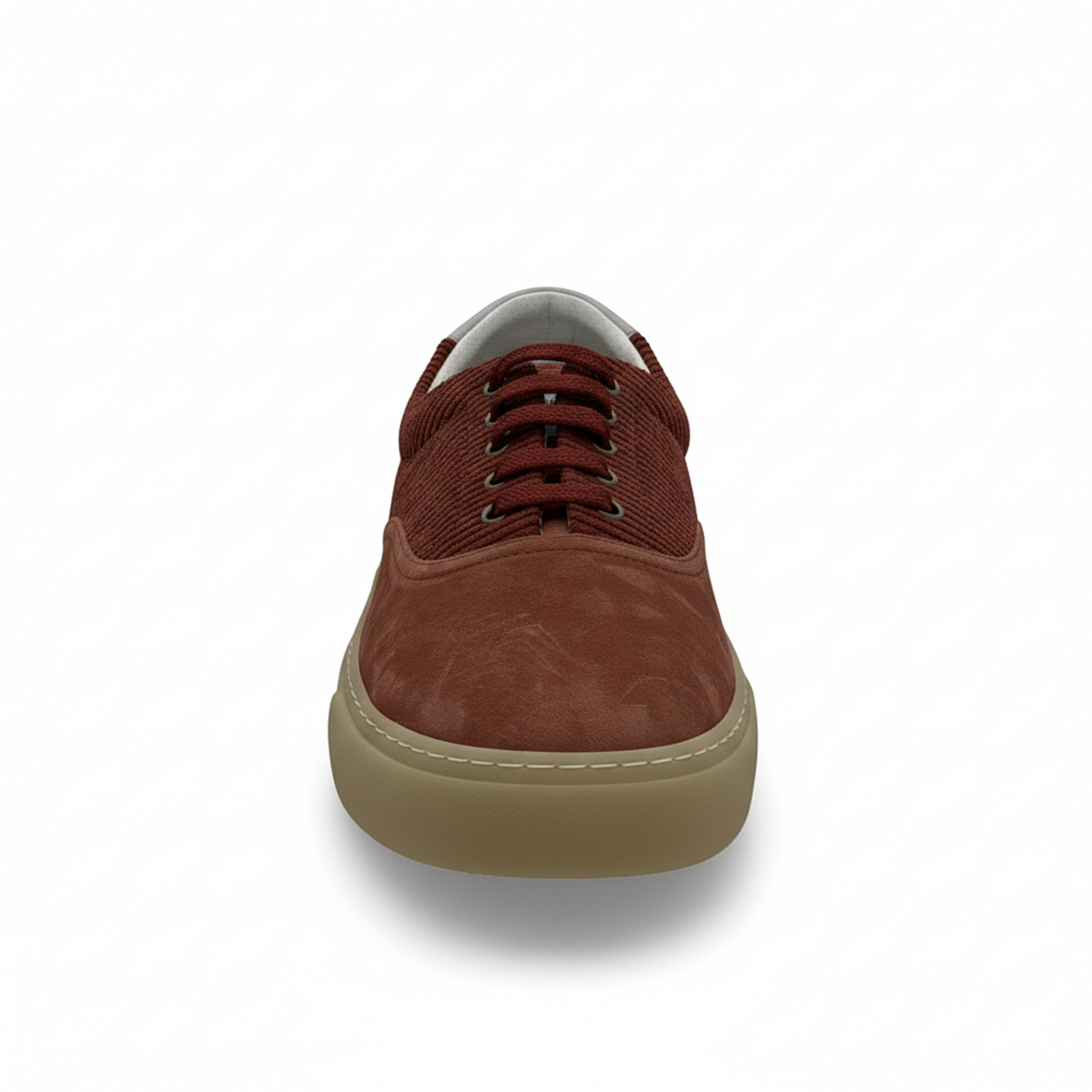 Brunello Cucinelli Suede and Ribbed Textile Lace-Up Low-Top Sneakers Terracotta