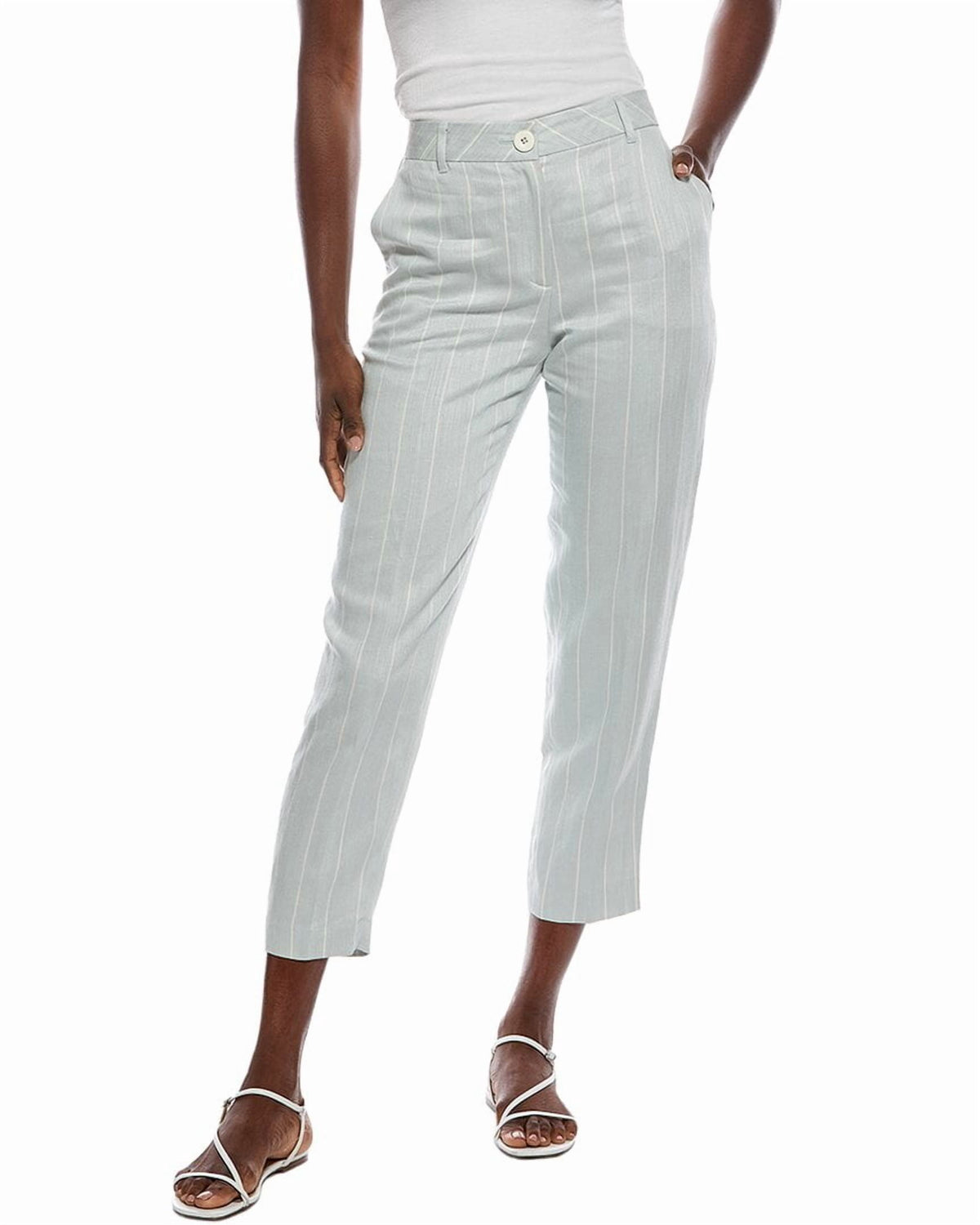 Marc Cain Striped Linen-Blend Pant