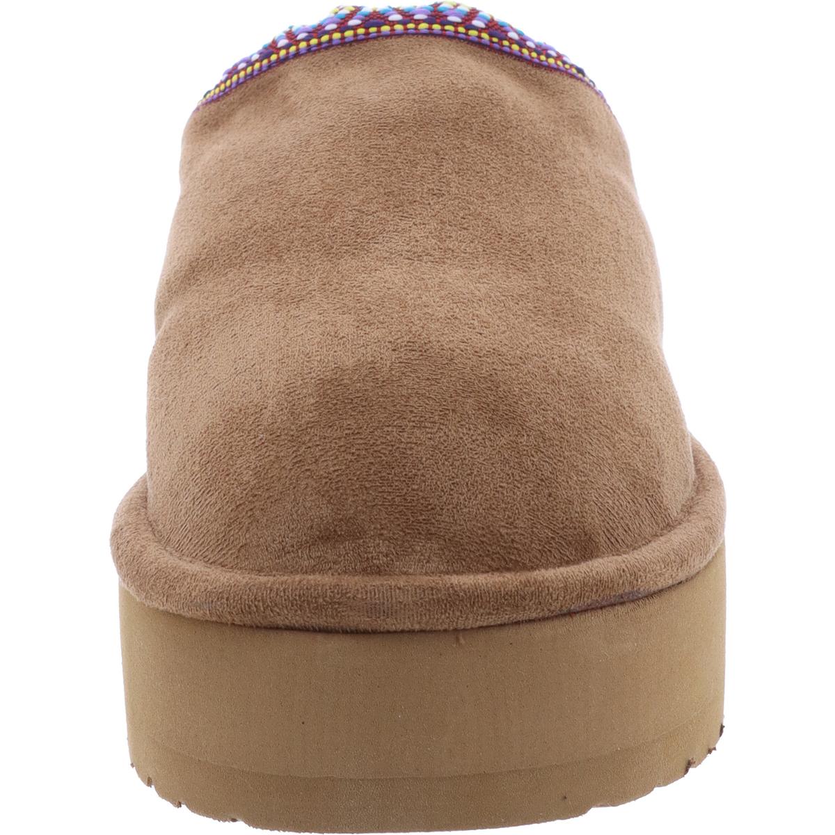 Elyse Womens Faux Fur Lined Platform Scuff Slippers