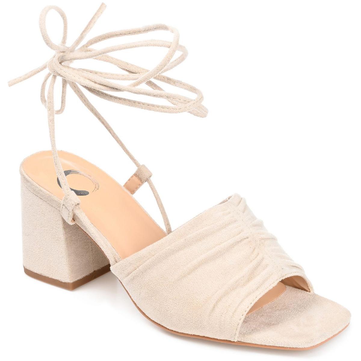 Felisity Womens Faux Suede Square Toe Lace-Up Heels