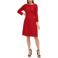 Petites Womens Knit Acrylic Sweaterdress