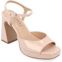 Ziarre Womens Patent Ankle Strap Platform Sandals Nude