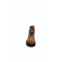 Brunello Cucinelli Suede Lace-Up Combat Boots with Lug Sole