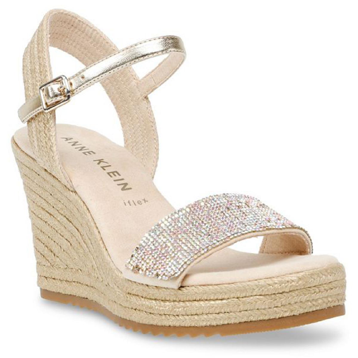 Wella Womens Rhinestone Ankle Strap Platform Sandals