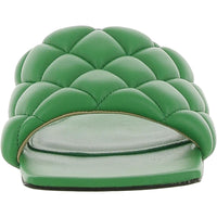 Womens Leather Quilted Slide Sandals