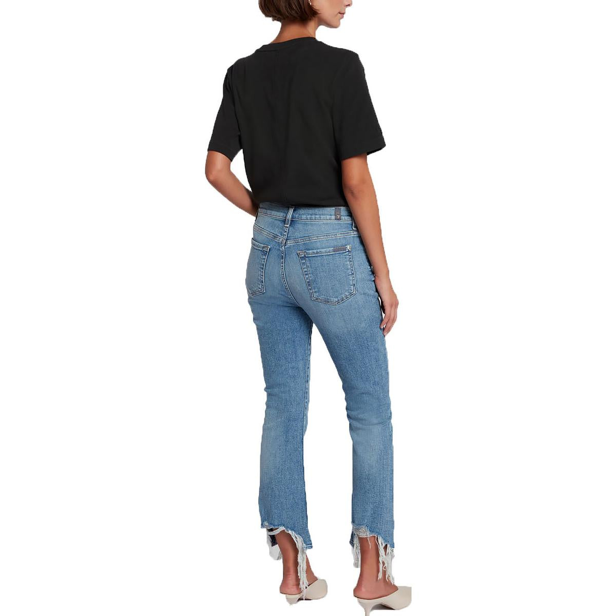 Womens Raw Hem Denim Slim Jeans