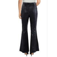 Womens Faux Leather High Waist Flared Pants