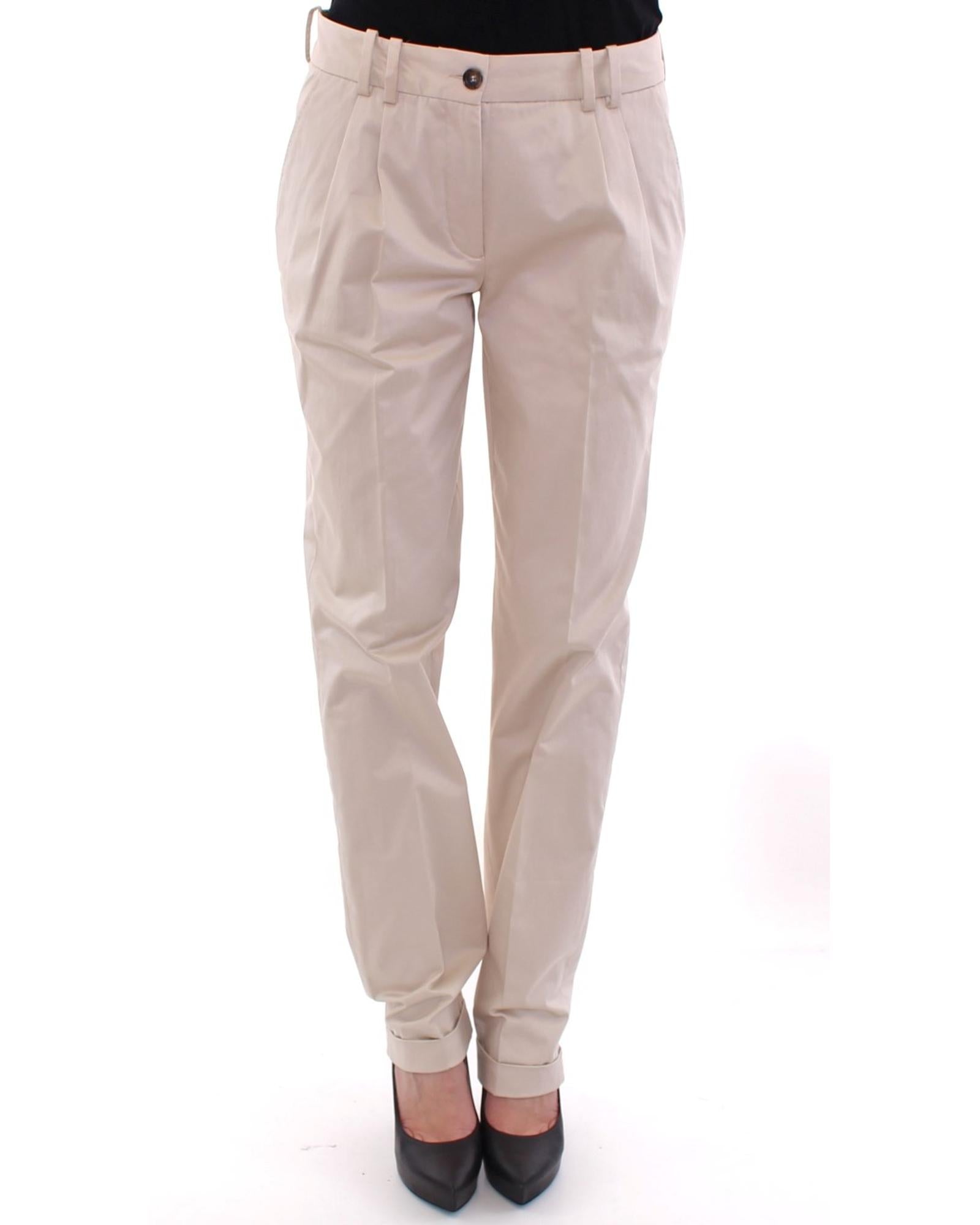 Dolce & Gabbana Pleated Trousers Beige Cotton Style 8 Beige