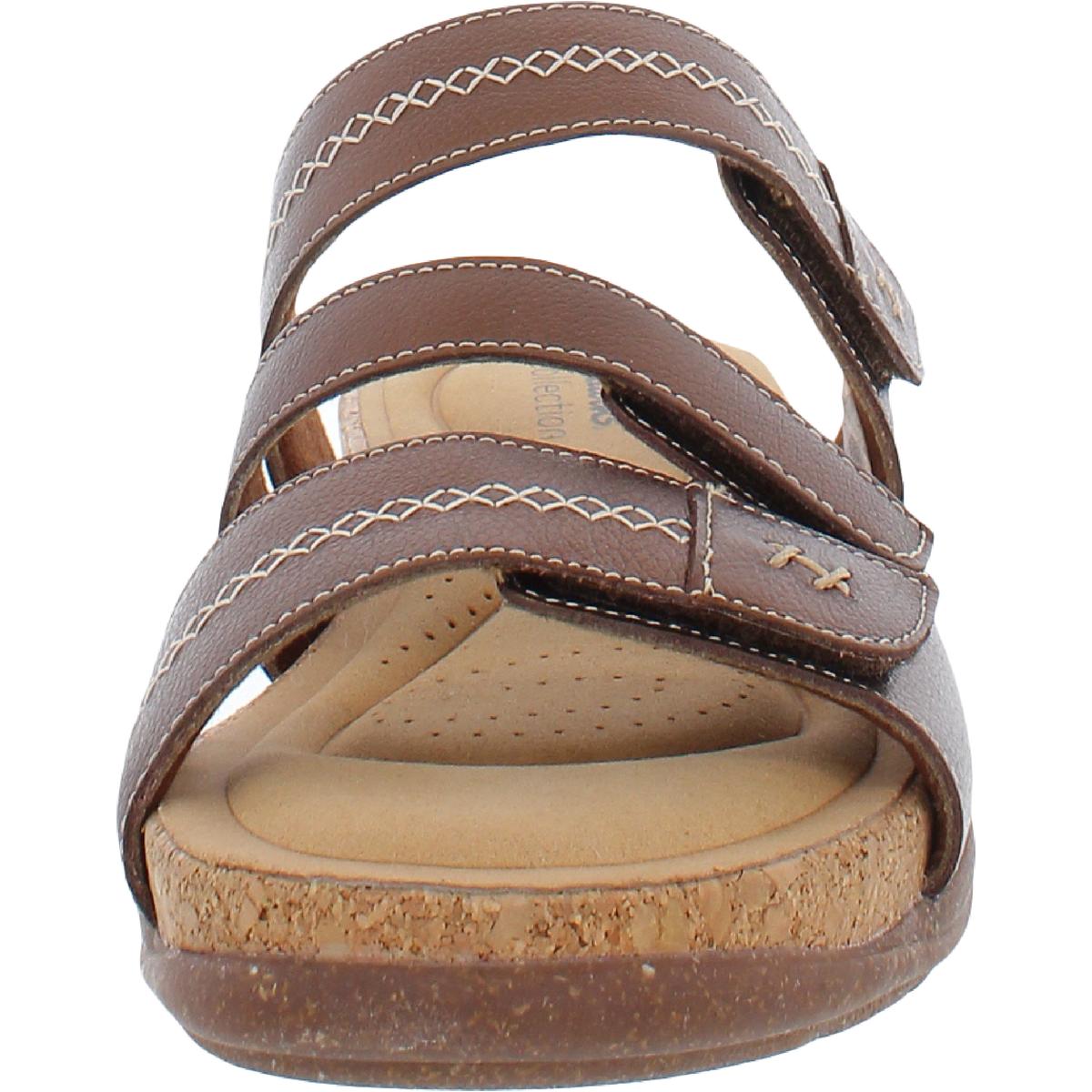 Roseville Bay Womens Leather Adjustable Slide Sandals