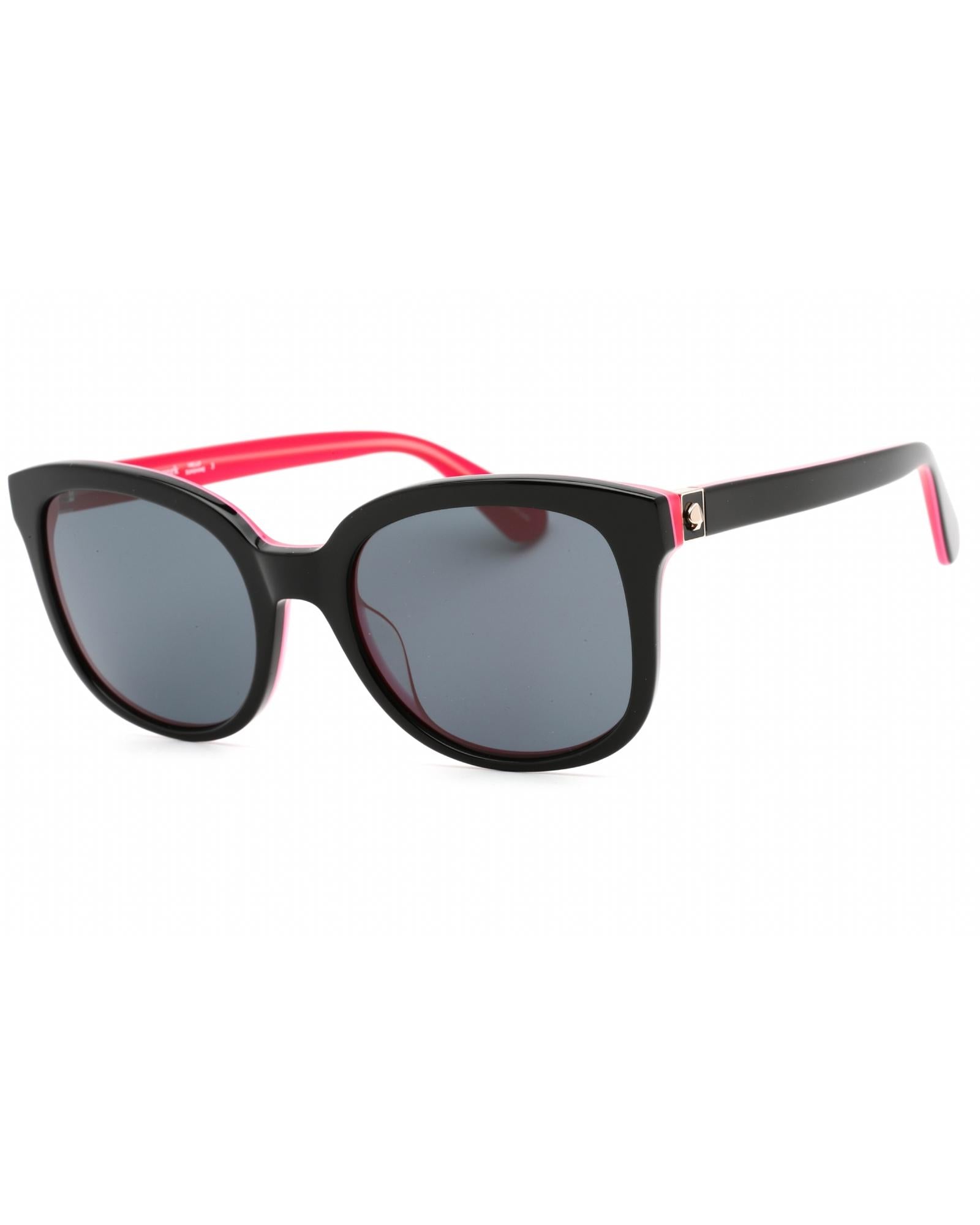 Kate Spade Ally Sunglasses Square Shape Hot Pink Accents Women Black Black