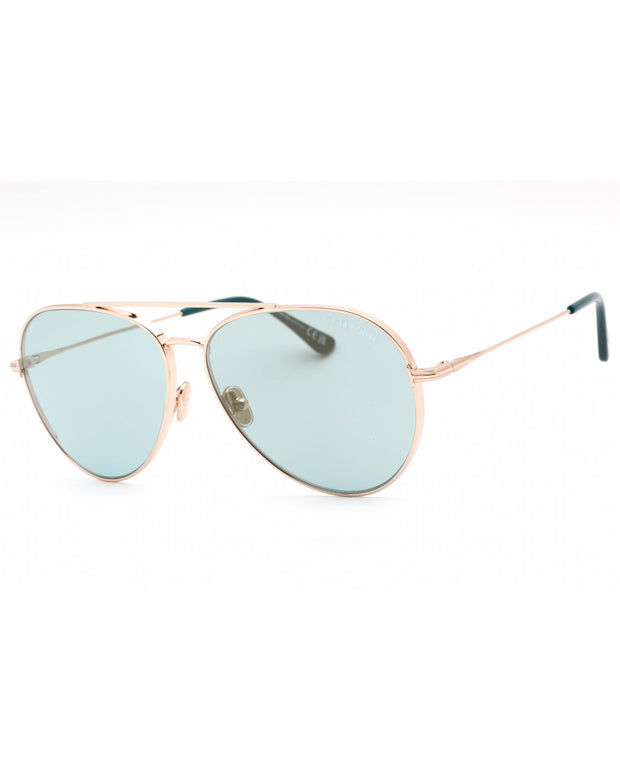 Tom Ford Rose Gold Blue Mirror Sunglasses