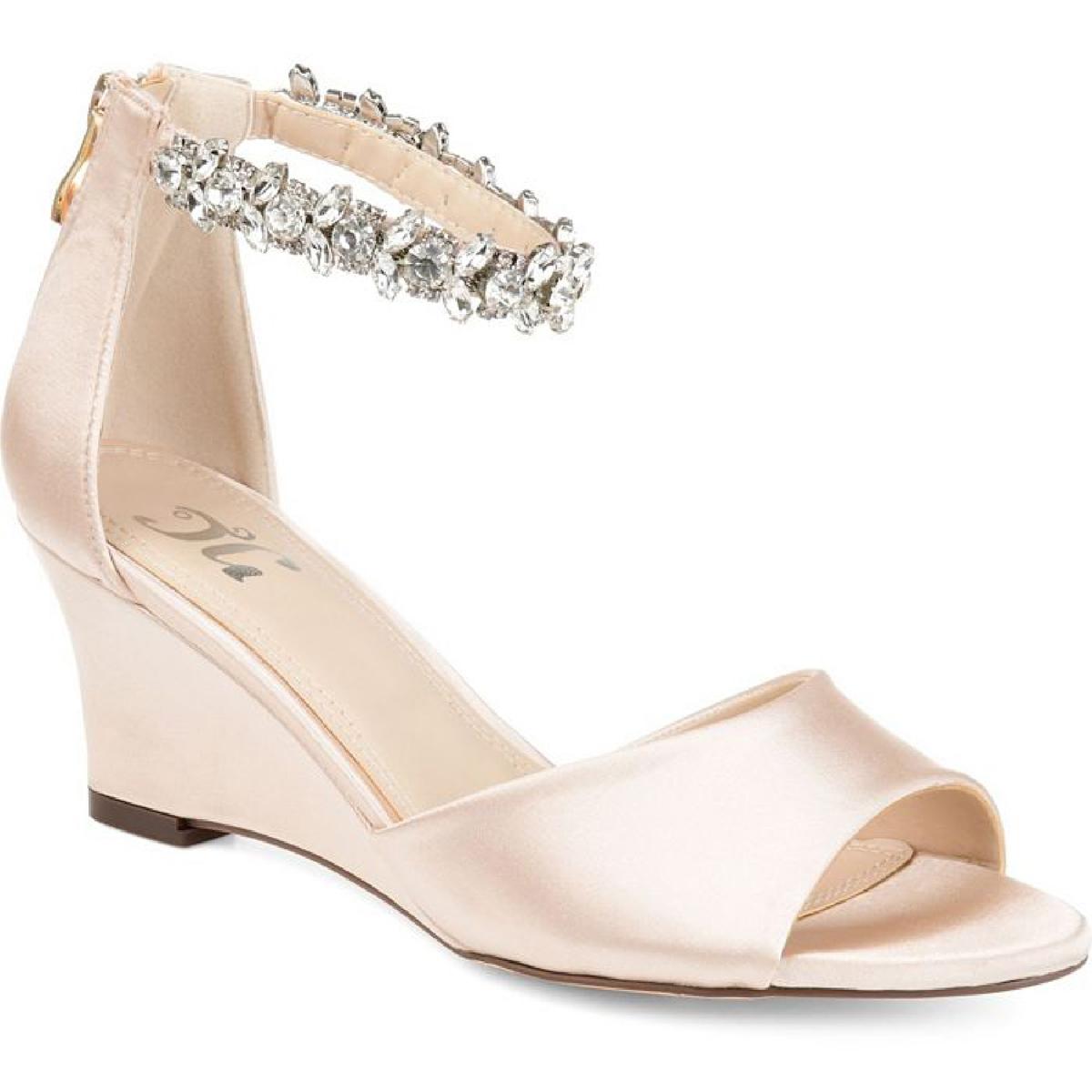Connor Womens Satin Ankle Strap Wedge Sandals