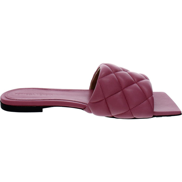Womens Leather Quilted Slide Sandals