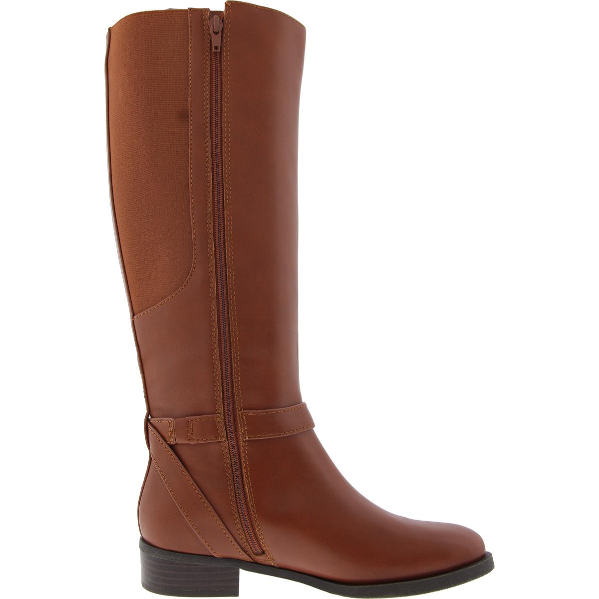 Samey Womens Zipper Faux Leather Knee-High Boots