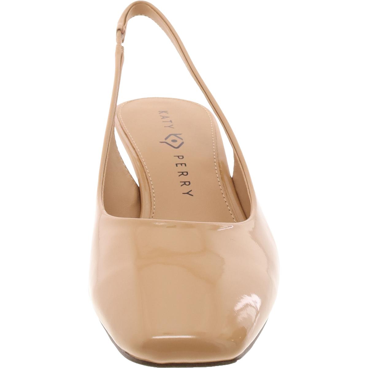 The Laterr Sling Back Womens Patent Square Toe Slingback Heels