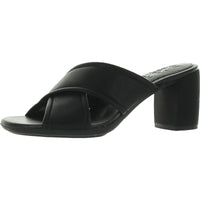 Genn-Rhythm Womens Criss-Cross Front Slip On Heels Black