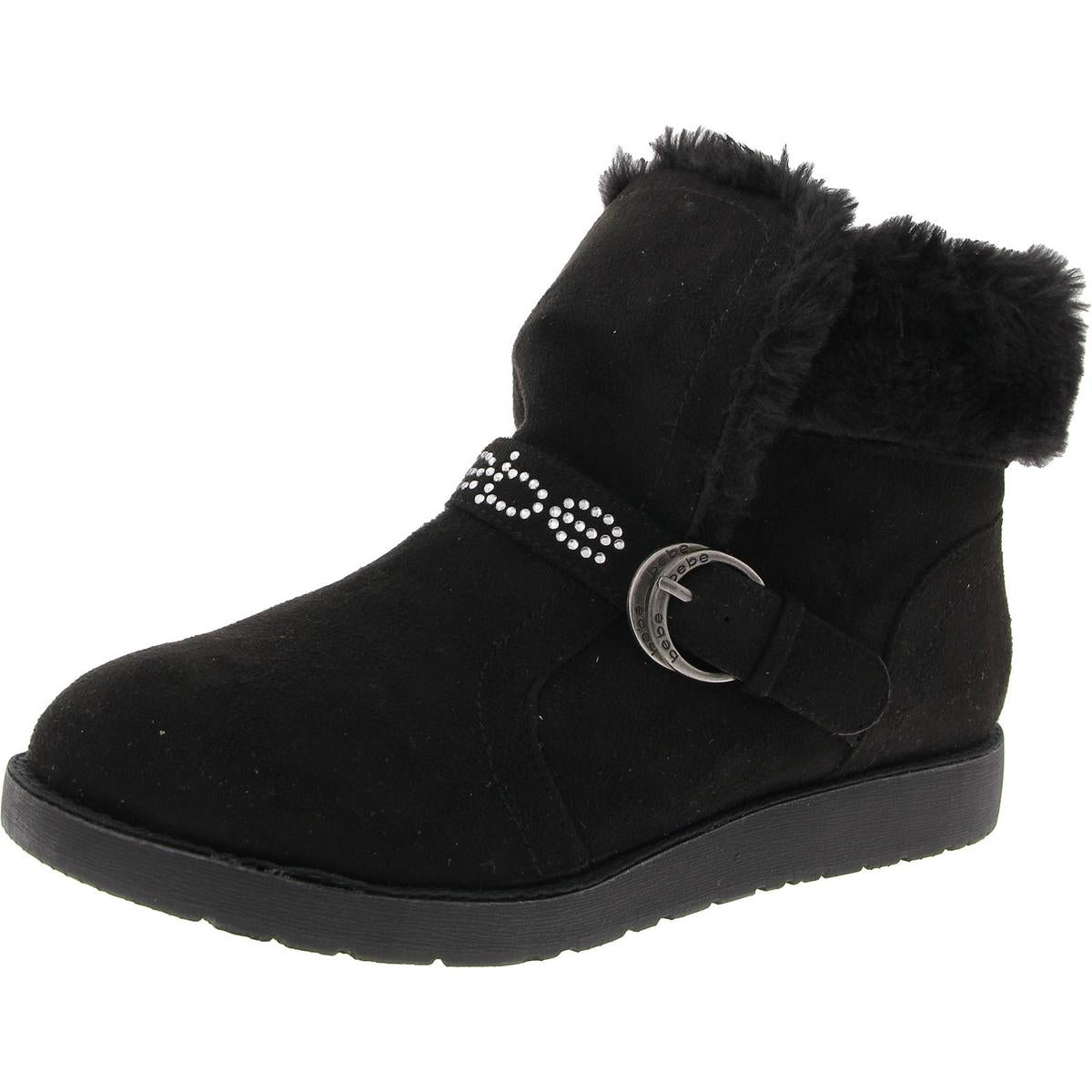 Leyna Womens Embellished Faux Fur Shearling Boots