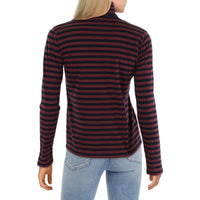 Womens Turtle Neck Striped Turtleneck Top