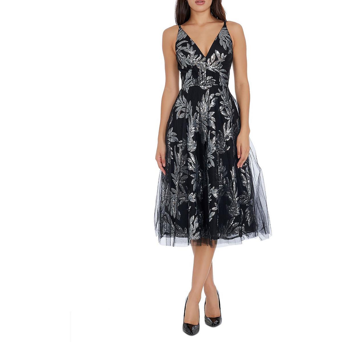 Womens Sequined Nylon Midi Dress
