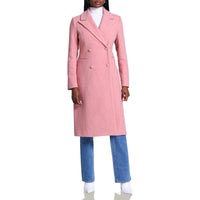 Womens Double-Breasted Structured Wool Coat Sunset