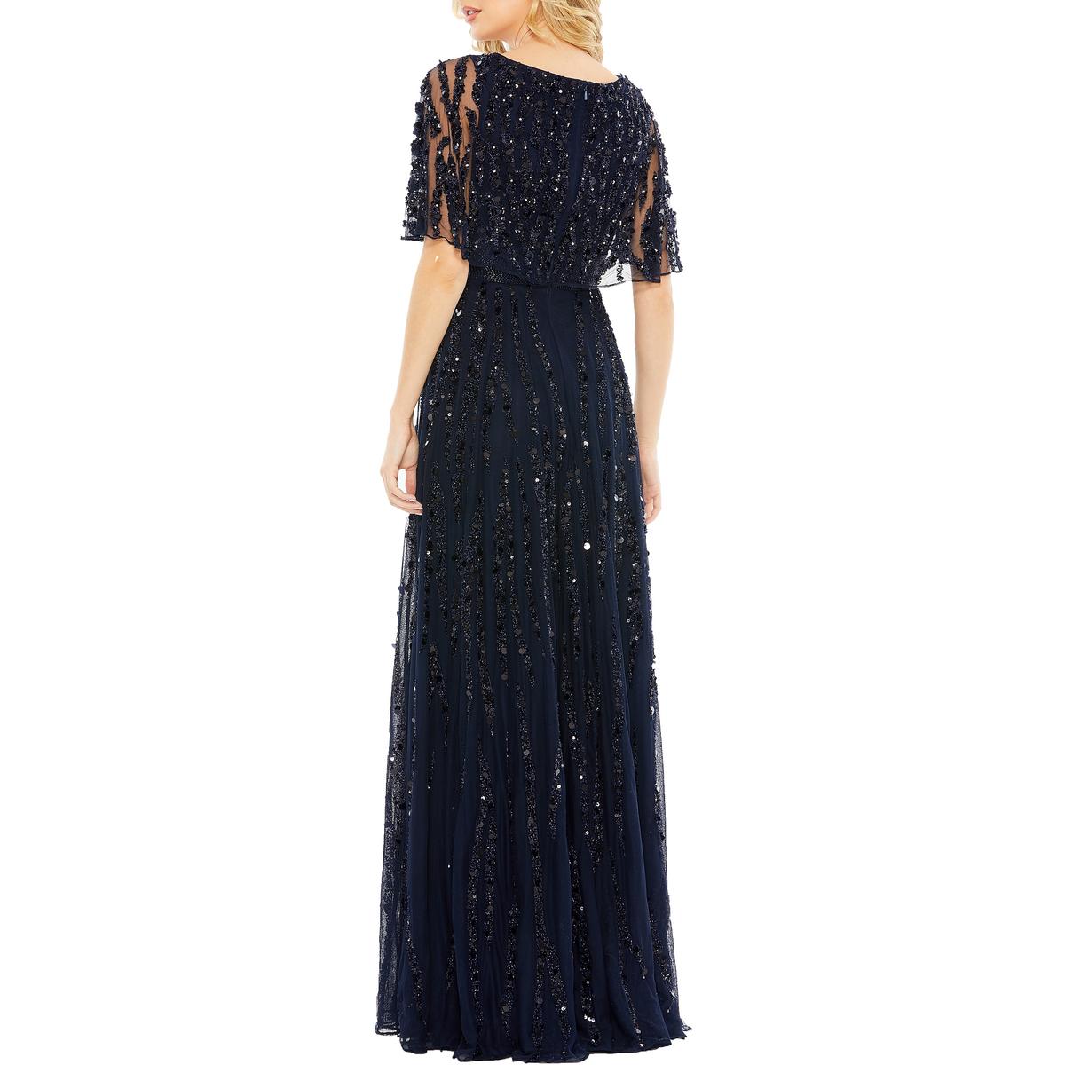 Womens Embellished lllusion Evening Dress