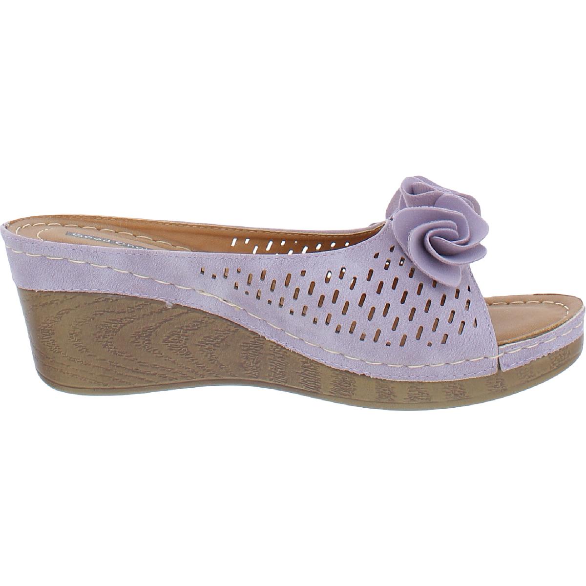 Juliet Womens Cushioned Footbed Faux Leather Wedge Sandals