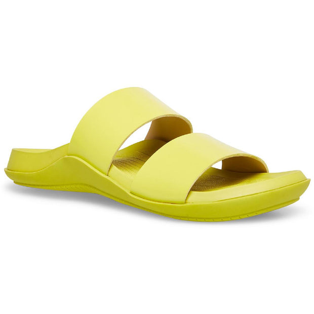 Libraa Womens Faux Leather Slip On Footbed Sandals
