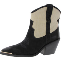 Womens Solid Cowboy, Western Boots 8.5 Medium Black White