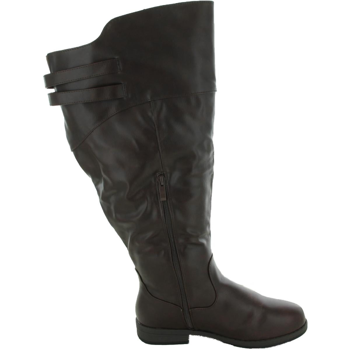 Tori Womens Faux Leather Zipper Knee-High Boots