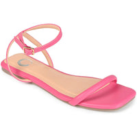Veena Womens Solid Manmade Ankle Strap Magenta