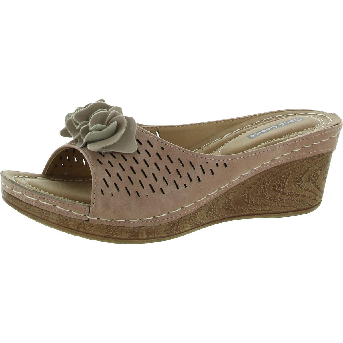 Juliet Womens Cushioned Footbed Faux Leather Wedge Sandals