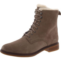 Clarkdale Lace Womens Suede Faux Fur Lined Ankle Boots Pebble Suede