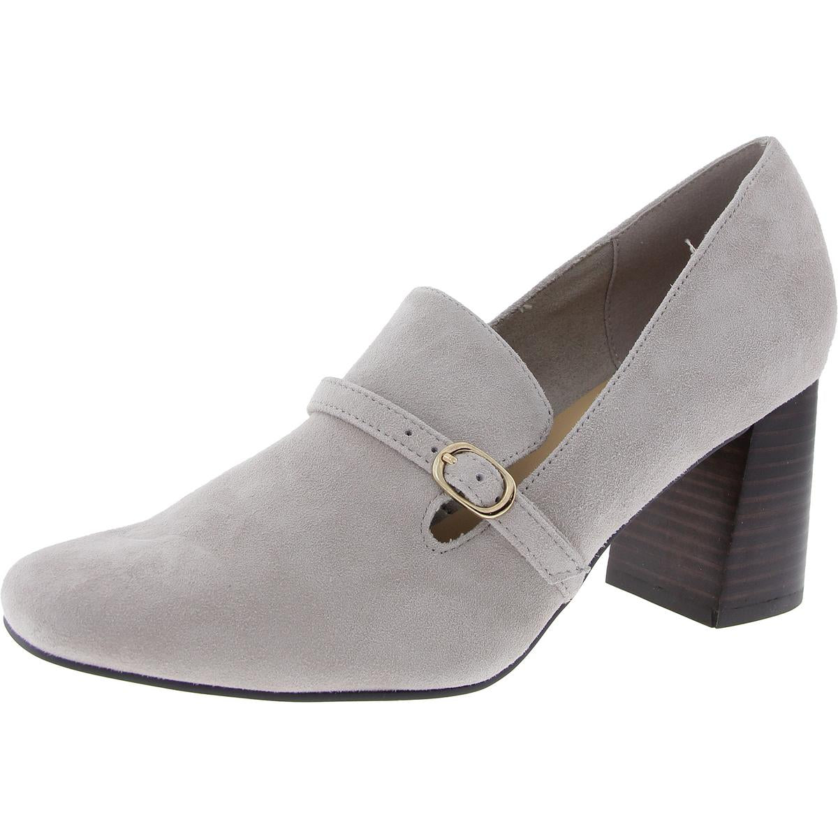 Ashton Womens Buckle Leather Loafer Heels