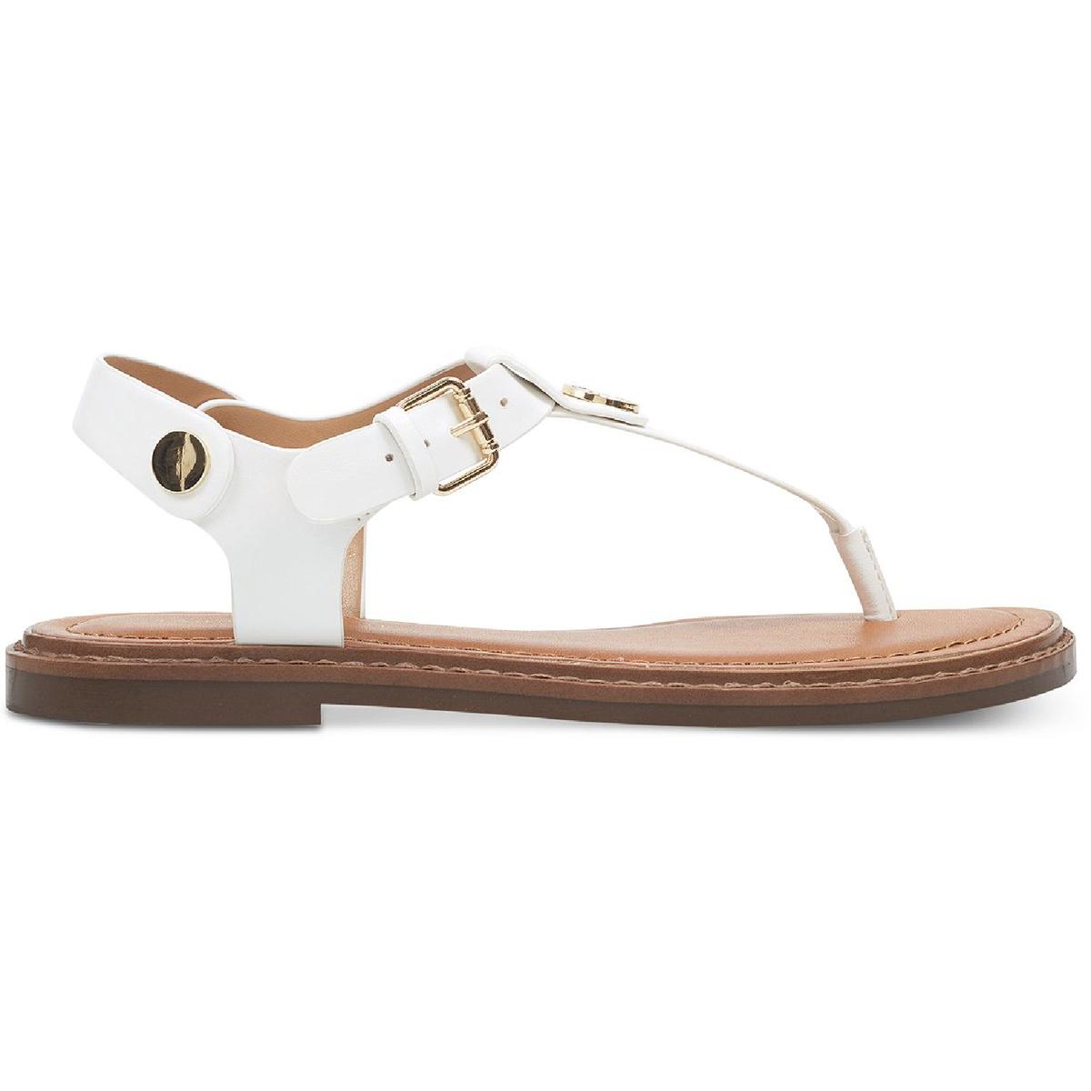 Bennia Womens Embellished Faux Leather Thong Sandals