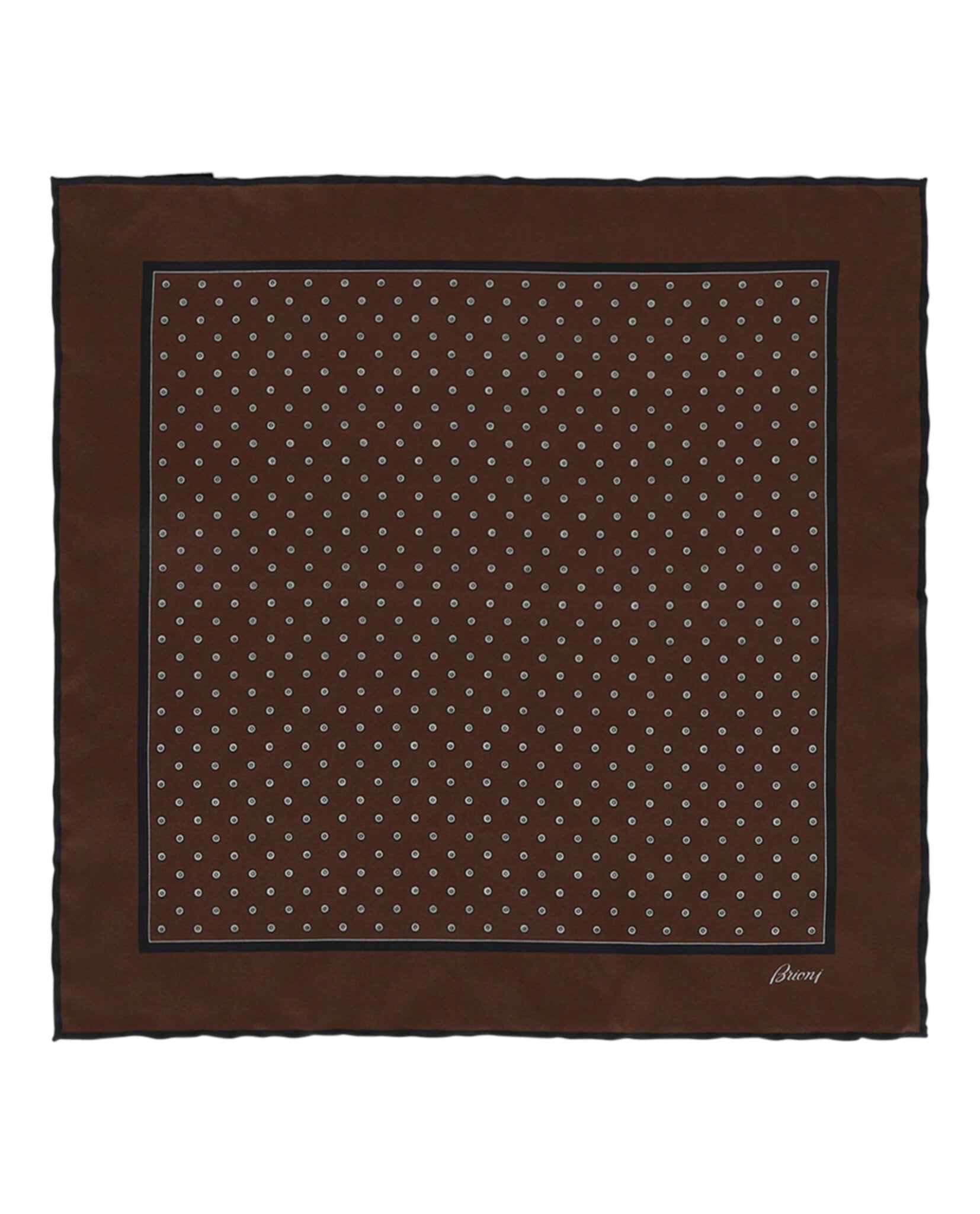 Brioni Mens Polka Dot Print Silk Pocket Square