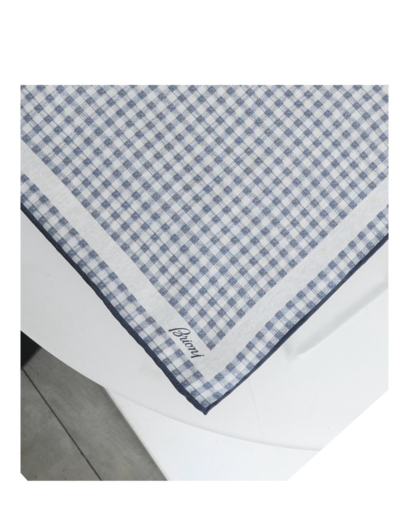 Brioni Mens Checkered Print Pocket Square
