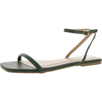 Veena Womens Solid Manmade Ankle Strap Olive