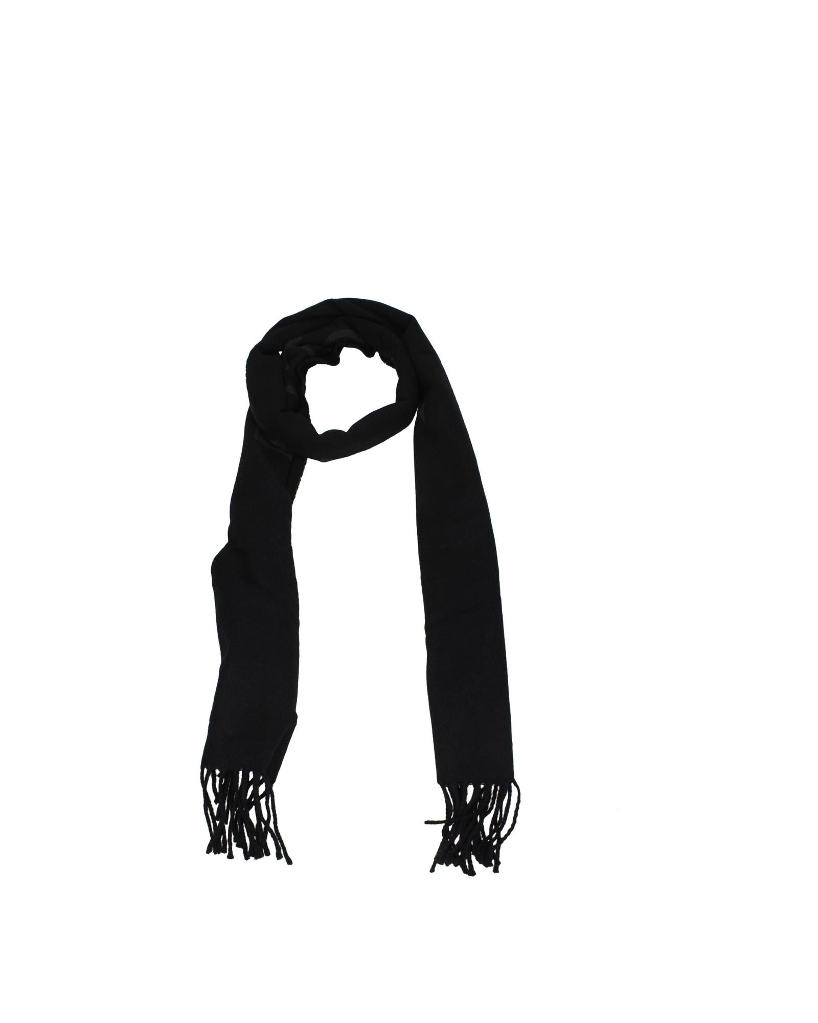 Off-White Fringed Wool Blend Scarf Men Black Scarves