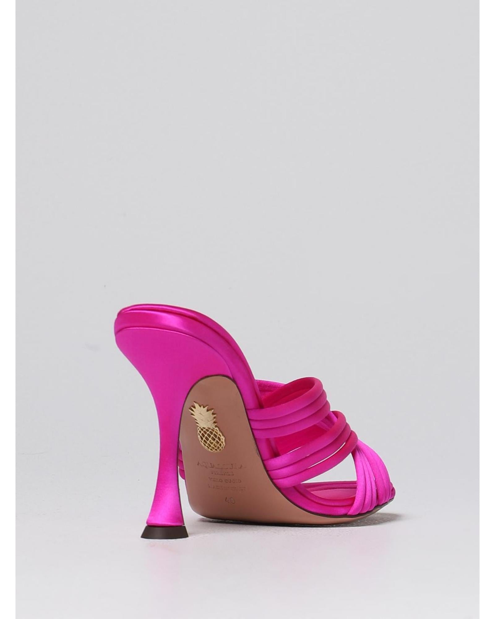 Aquazzura Wow Mules Satin Stilettos Women Fuchsia Heels