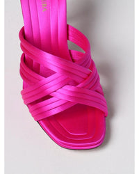 Aquazzura Wow Mules Satin Stilettos Women Fuchsia Heels