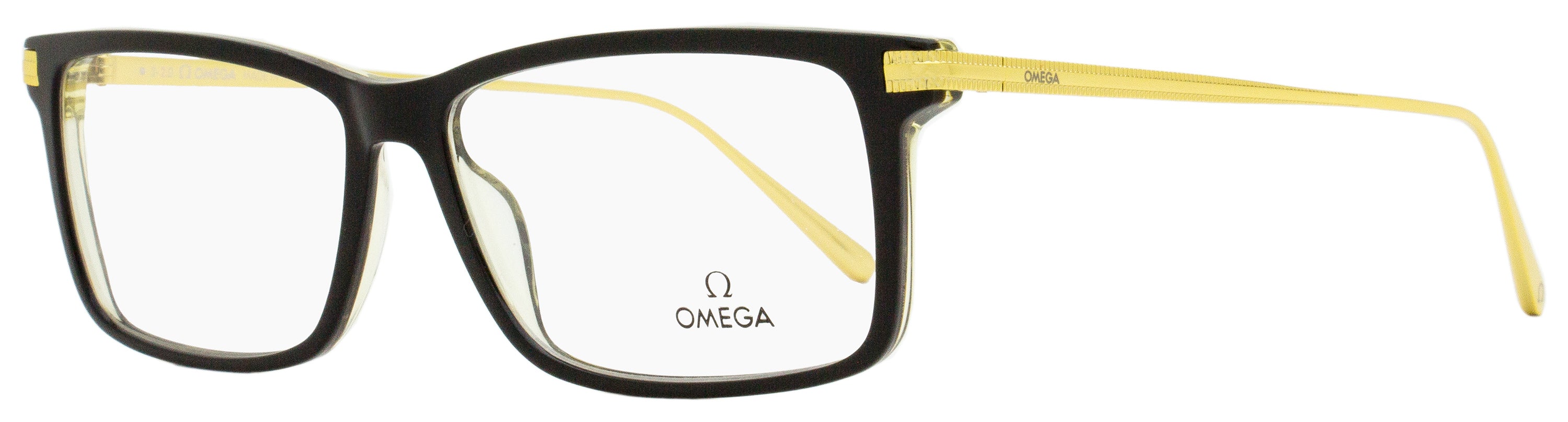 Omega OM5014 Rectangular Eyeglasses 005 Black/Gold 58mm Black Gold