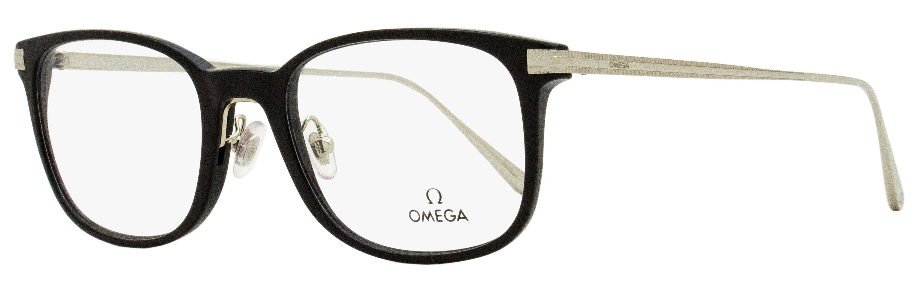 Omega OM5039 Rectangular Eyeglasses 001 Black/Ruthenium 53mm Black Ruthenium