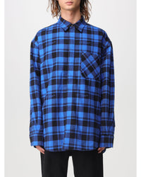 Off-White Oversized Plaid Flannel Shirt Men Blue